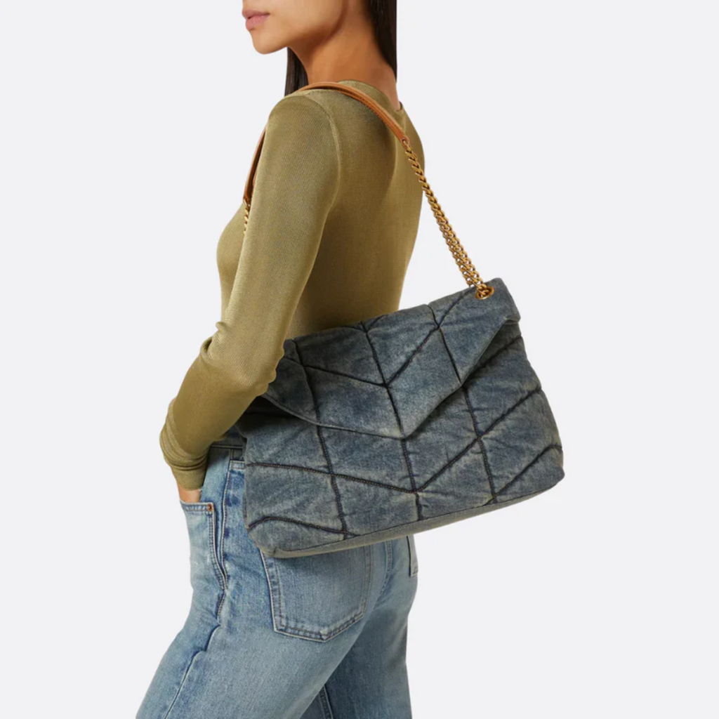 Bag Puffer in Quilted Vintage Denim