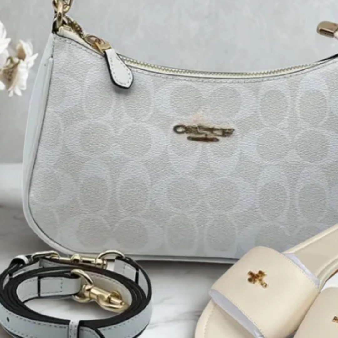 Set Lockup Leather Slide Sandal & Teri Signature Canvas Bag – CC