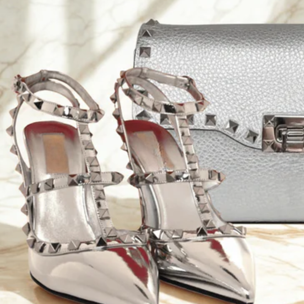 Set Rockstud Silver Bag & Pumps – VL
