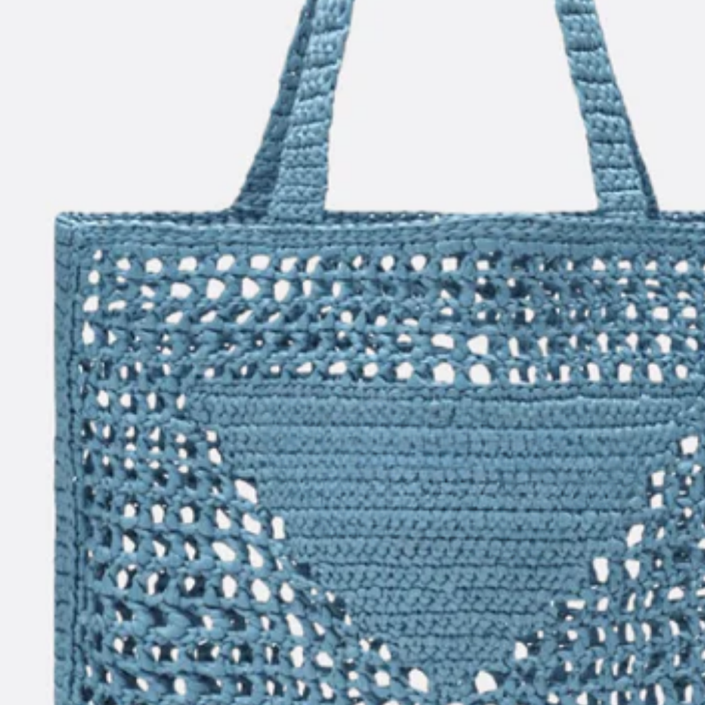 Bag Prd Shopper in Raffia w/ Wvn Lg – Blue