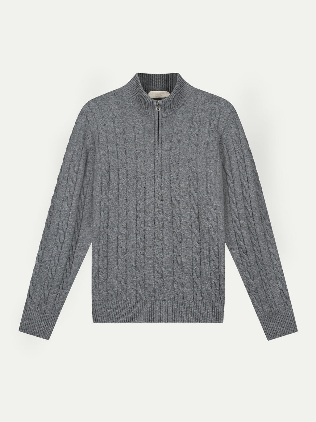 Zipper Cable Sweater Dark Grey