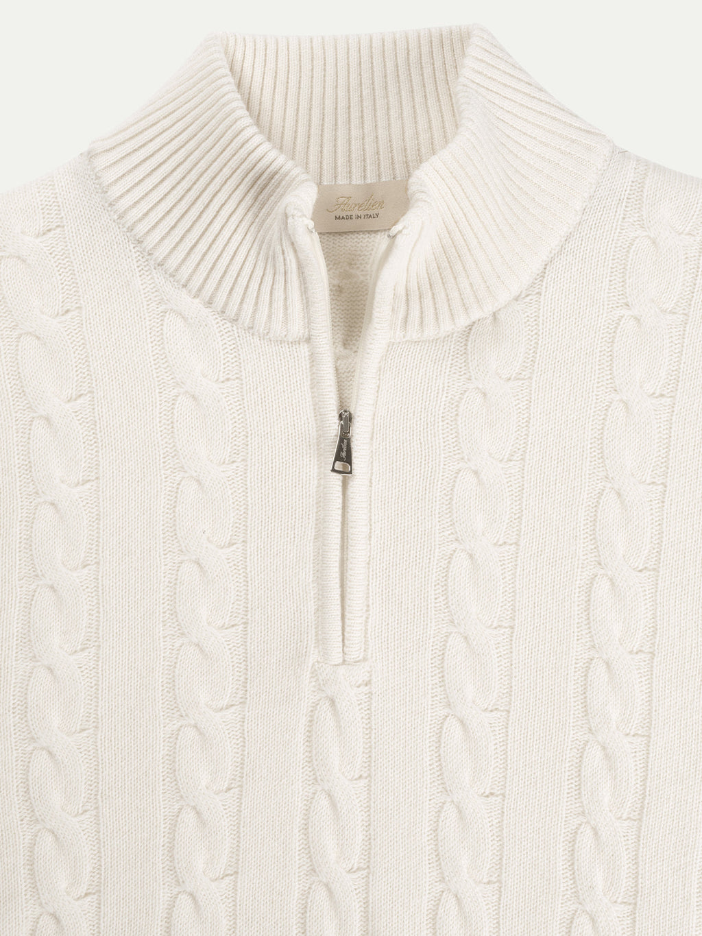 Zipper Cable Sweater Ivory