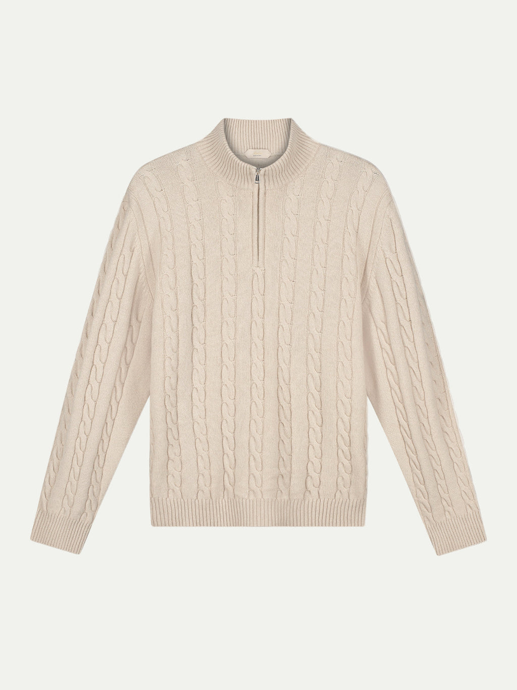 Zipper Cable Sweater Light Beige
