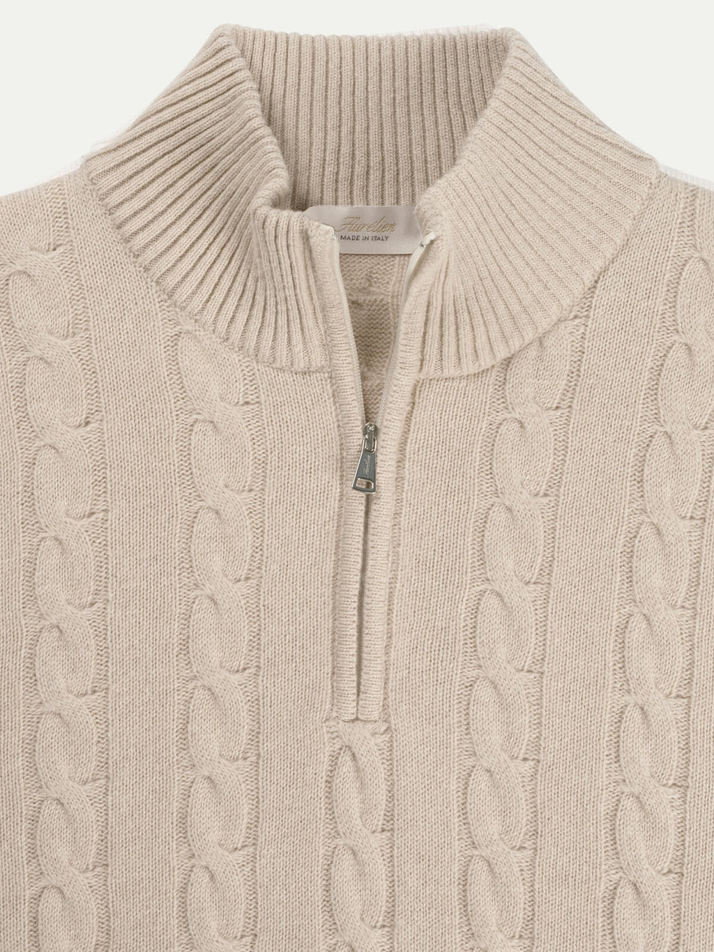 Zipper Cable Sweater Light Beige