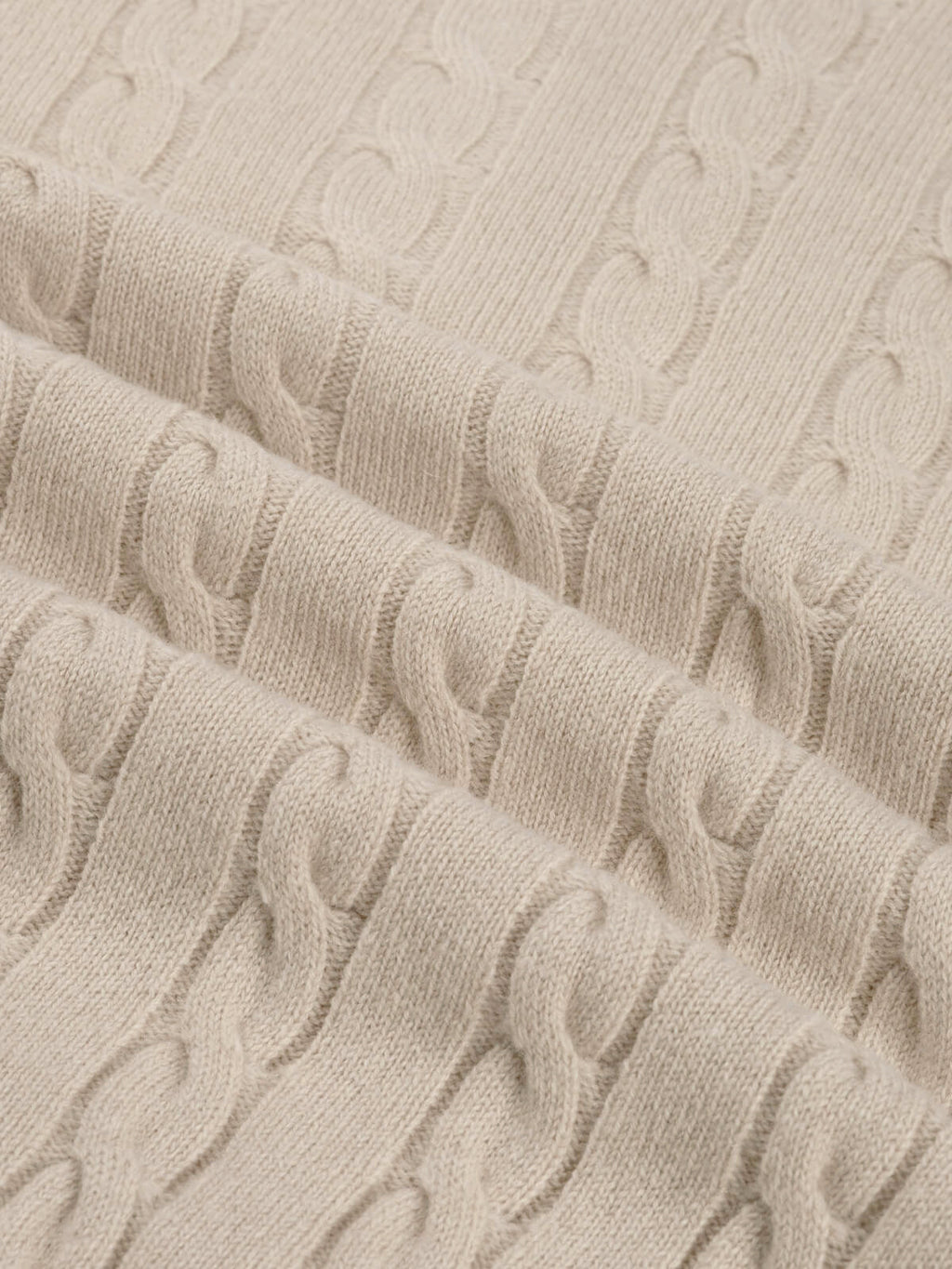 Zipper Cable Sweater Light Beige