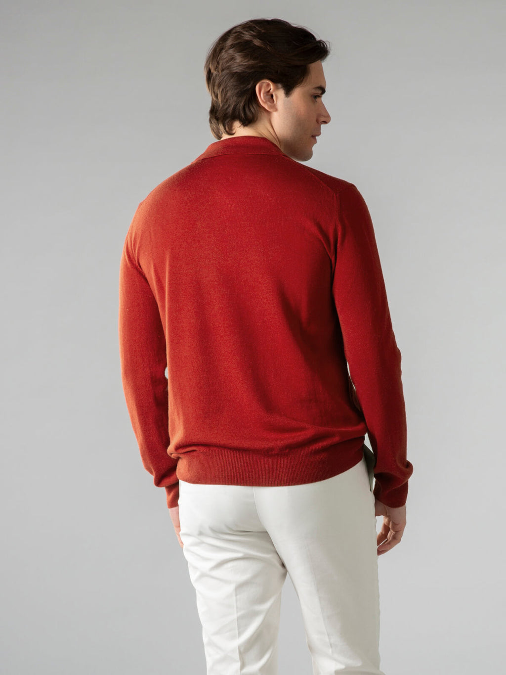 Extrafeines Merino-Poloshirt in gebrannter Siena