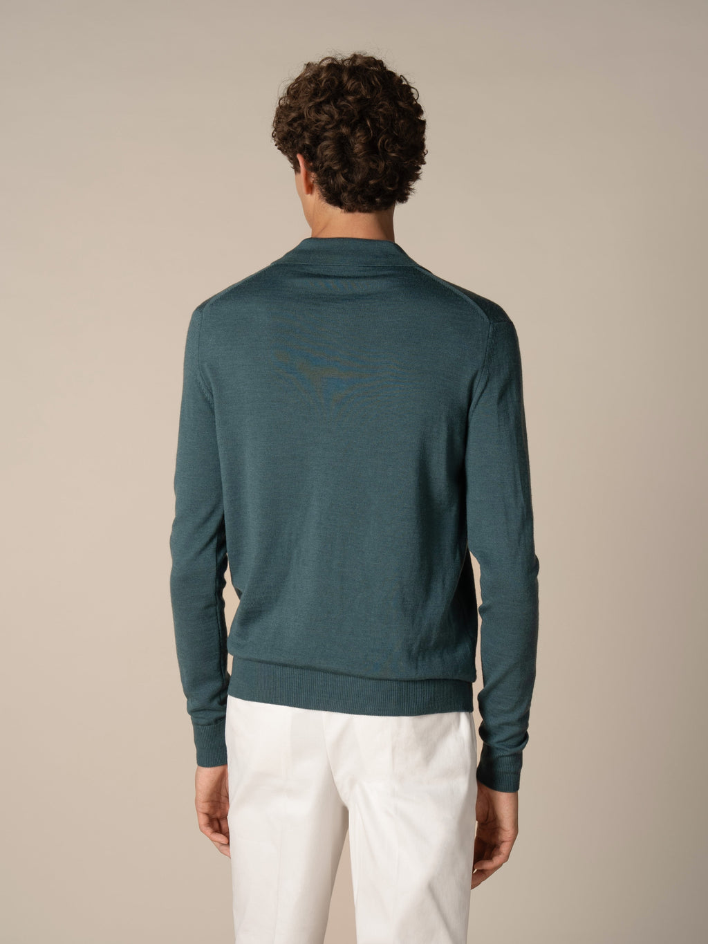 Extrafeines Merino-Polo Dunkelaquamarin