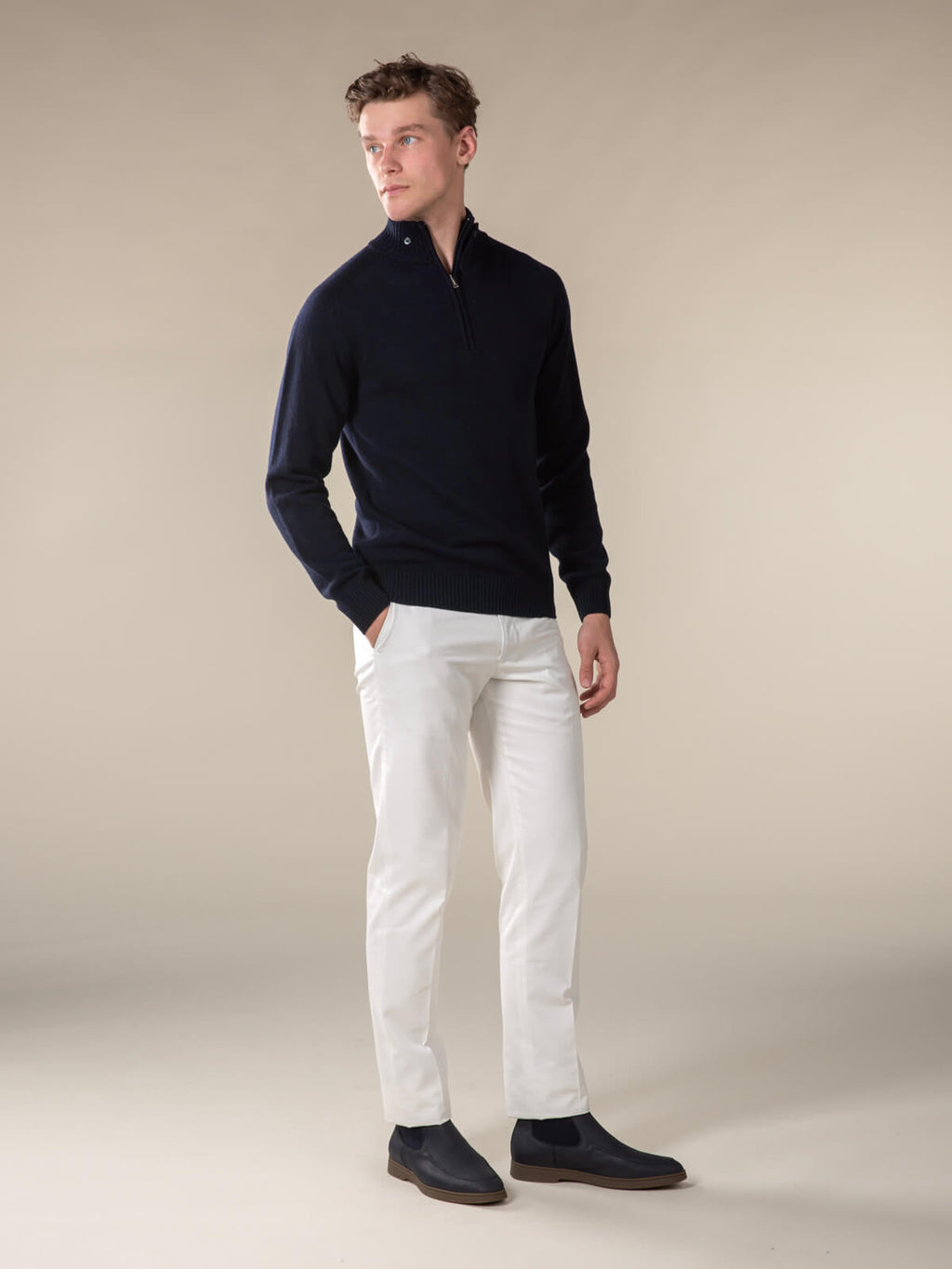 Navy Voyager Zip-up Sweater