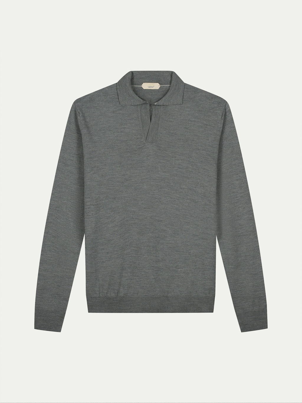 Extrafine Merino Buttonless Polo Dark Grey