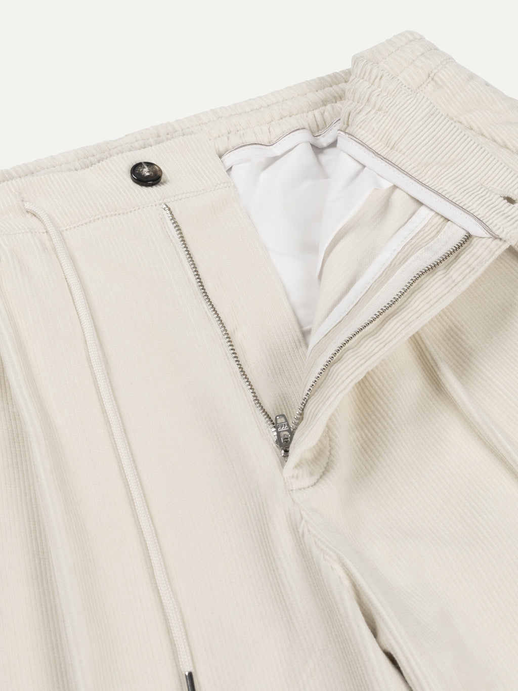 Ivory Pleated Corduroy Trousers