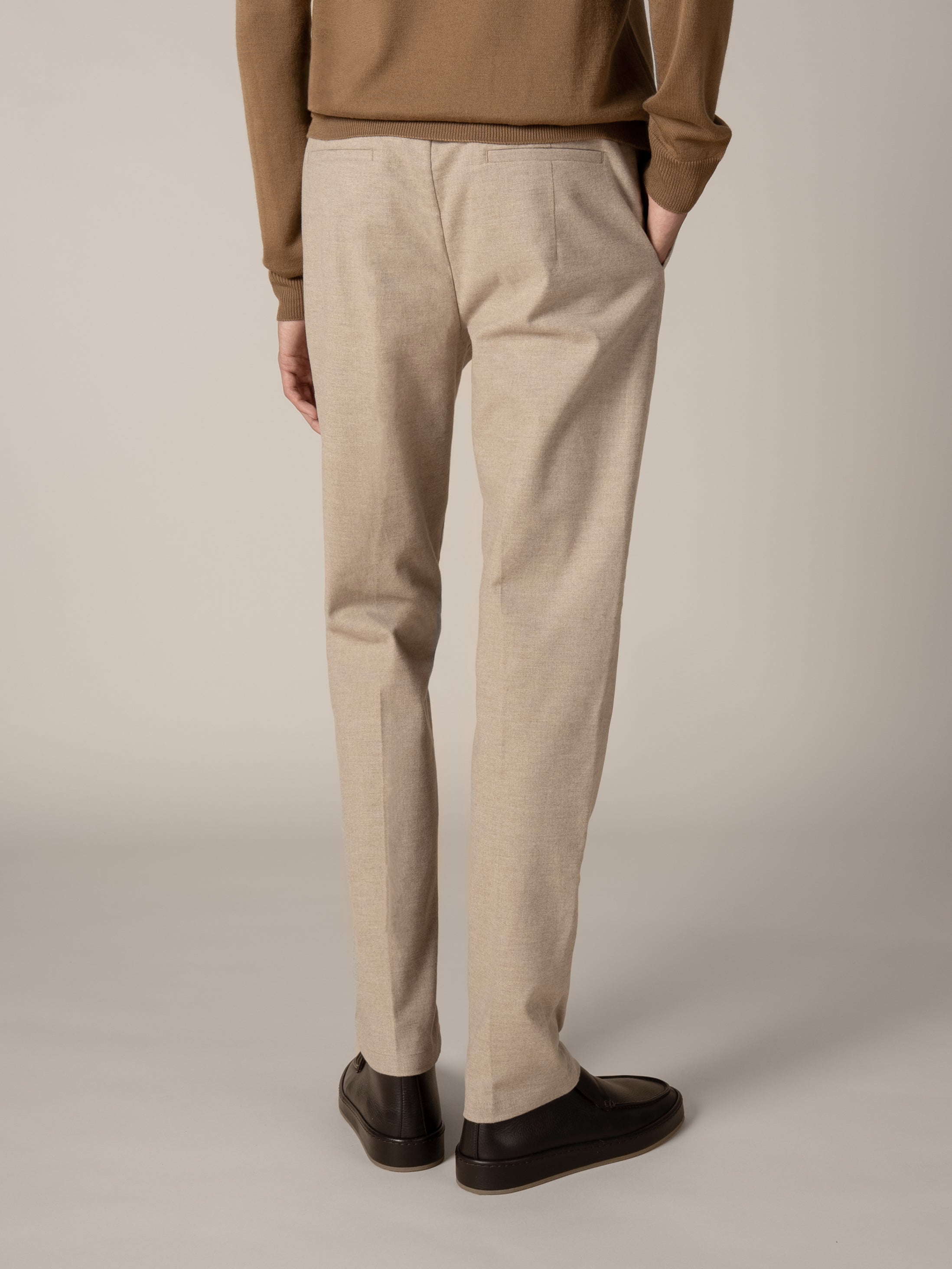 Beige Flannel Trousers