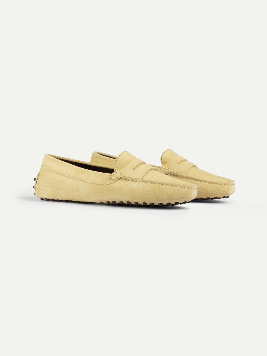 Light Yellow Suede Driving Shoes