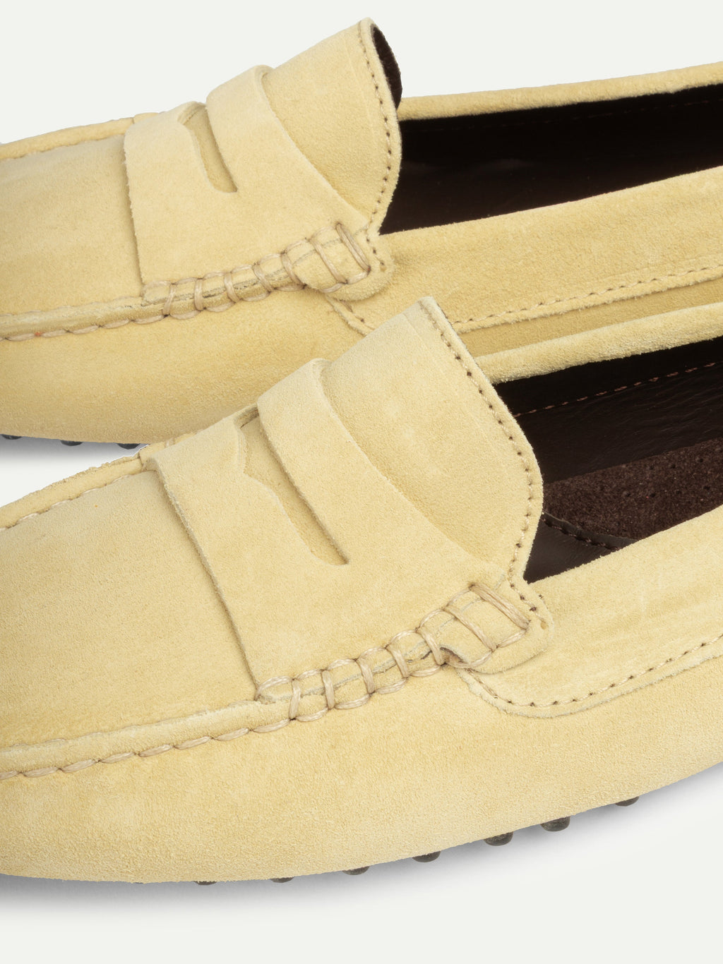 Light Yellow Suede Driving Shoes