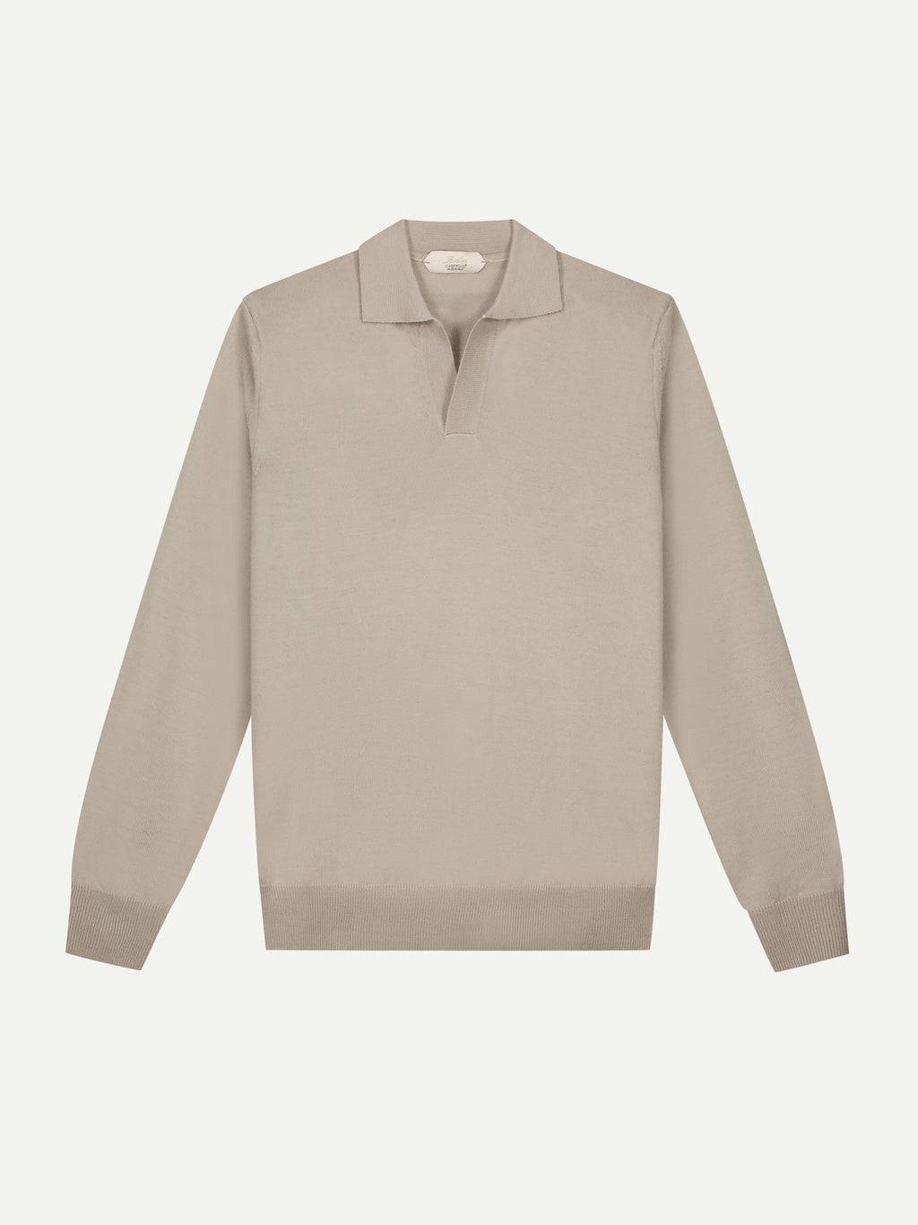 Extrafine Merino Buttonless Polo Greige