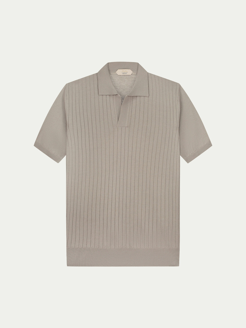 Shortsleeve Buttonless Ribbed Polo Greige