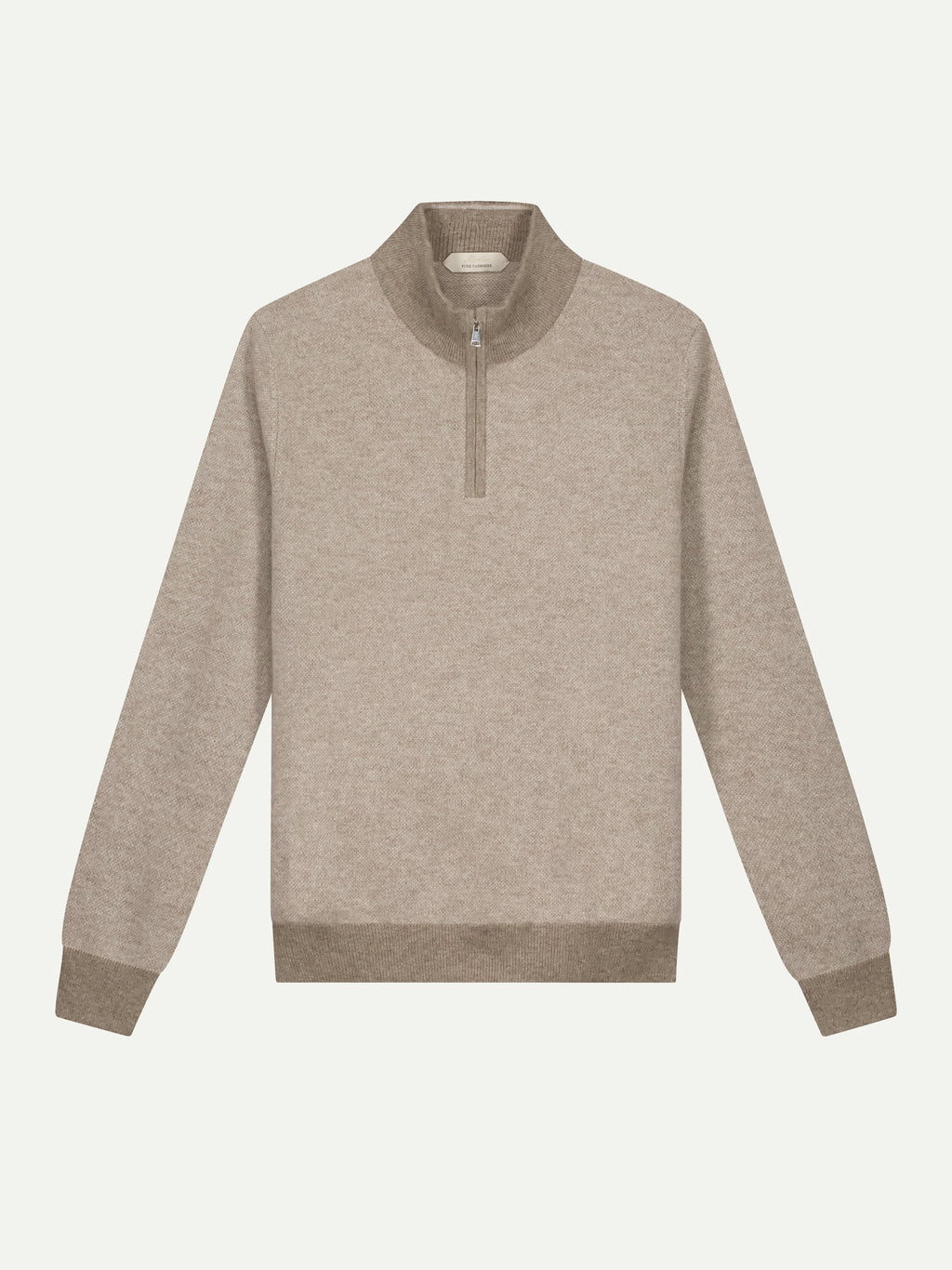 Greige Jaquard Zipper Sweater