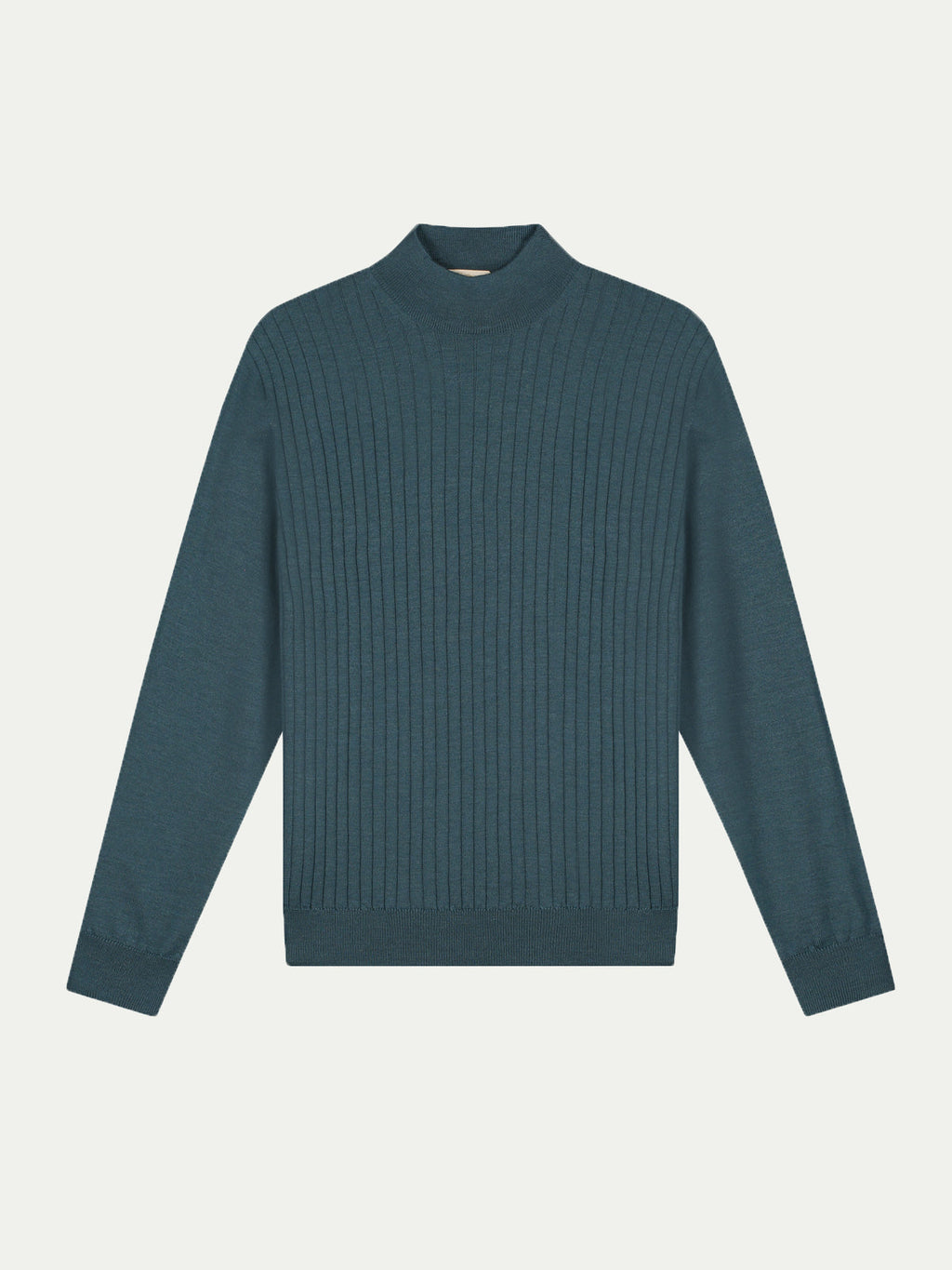 Extrafine Merino Mockneck Ribbed Dark Aquamarine