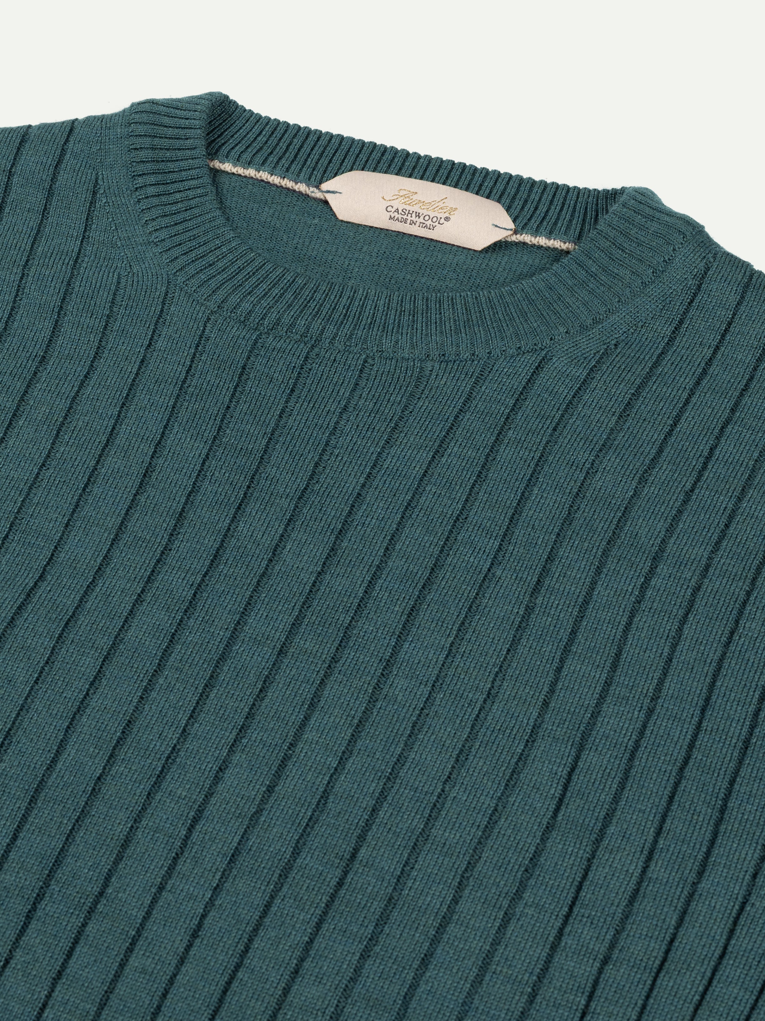 Dark Aquamarine Ribbed City Crew