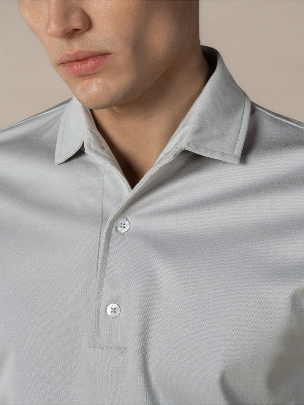 AUR1 Langarm-Polohemd, klassisches Grau