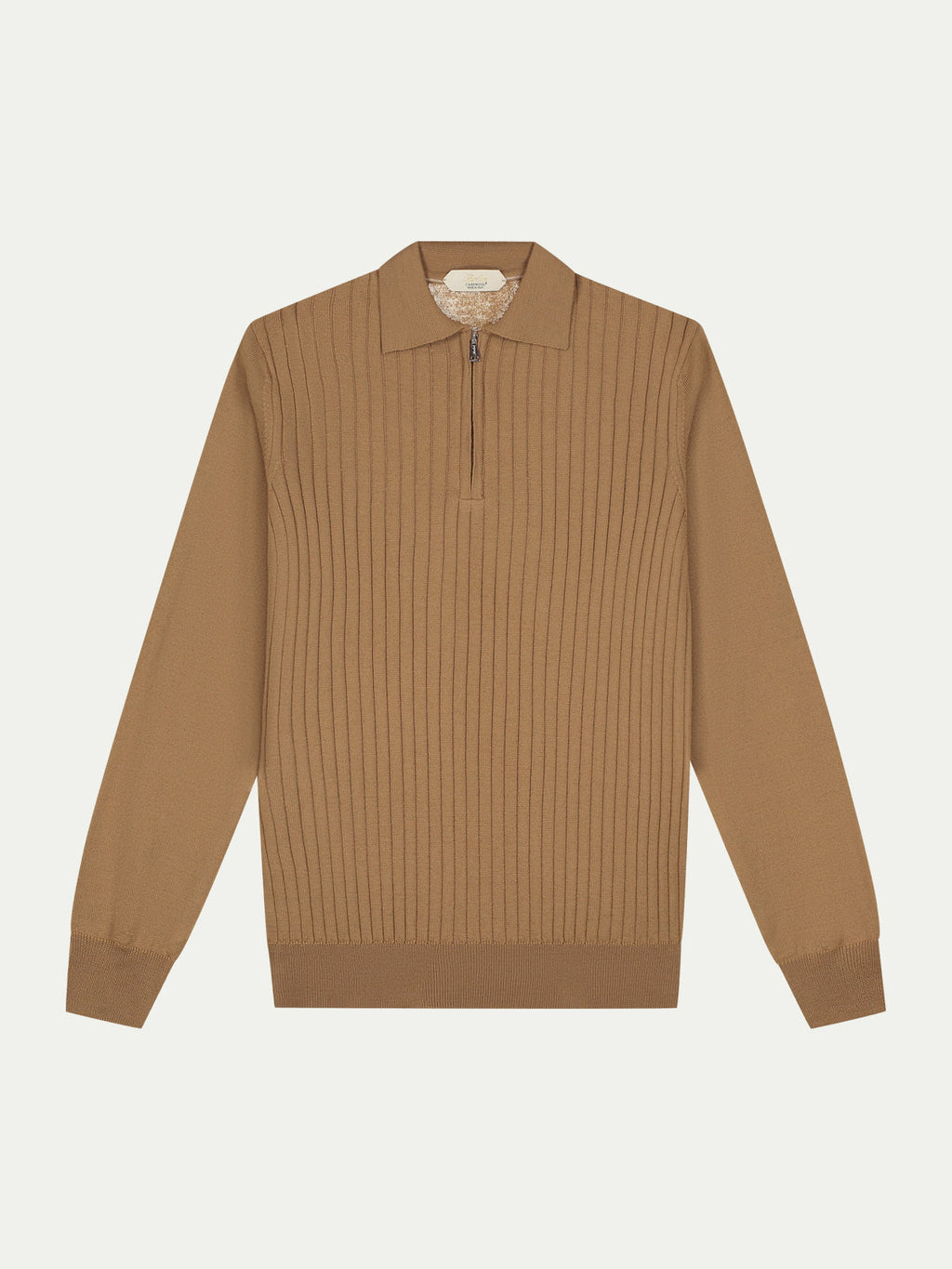 Ribbed Zipper Polo Caramel